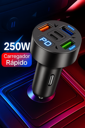 Carregador de carro carregamento rápido 250w pd usb tipo c